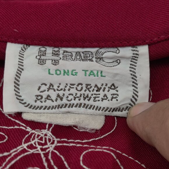 VINTAGE H Bar C California Ranchwear Shirt Men Medium Red Western Pearl Snap 70s - Picture 7 of 12